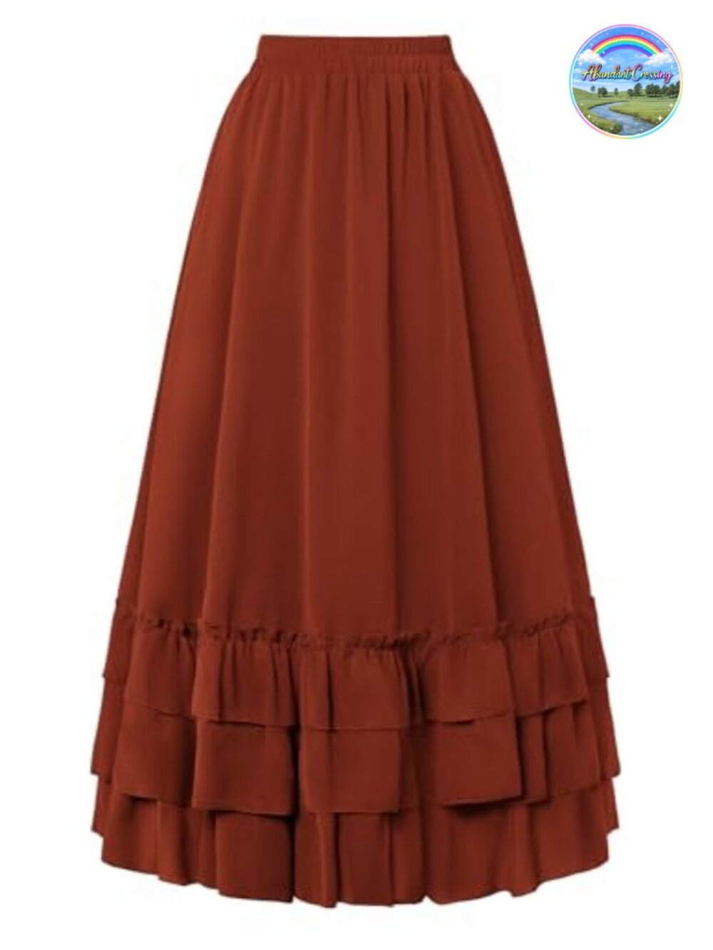 Women's Maxi Skirt Chiffon Tiered Ruffle High Waist Elastic A-Line Long Flowy